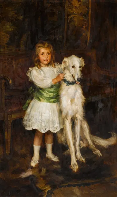 Лучшие друзья (Луи Зборовский и его борзая) by Джулиан Рассел Стори, 1898 — digital art print download