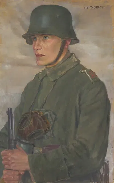 Солдат в стальном шлеме и противогазе, после 1914 года by Мария Марга Томасс — digital art print download