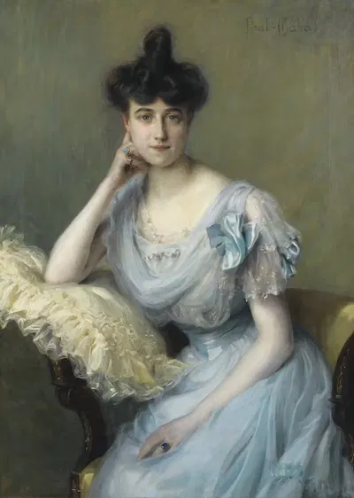 Portrait de jeune femme à la robe bleue by Paul Émile Chabas — digital art print download