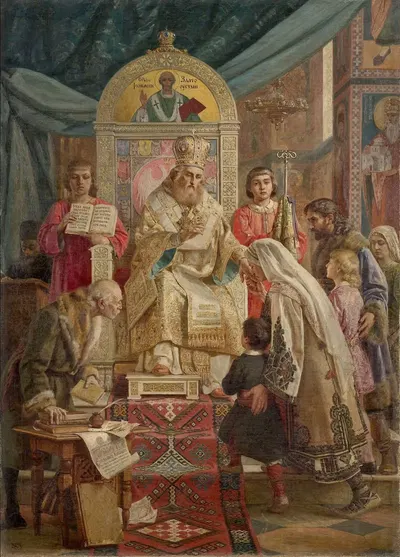 Saint Sava blesses Srpčad by Uroš Predić, 1921 — digital art print download