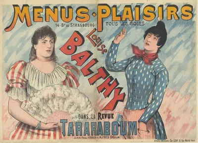 Menus-Plaisirs, tous les soirs Louise Balty dans la revue Taraboum by Imp. Charles Lévy, 1888-1894 — digital art print…