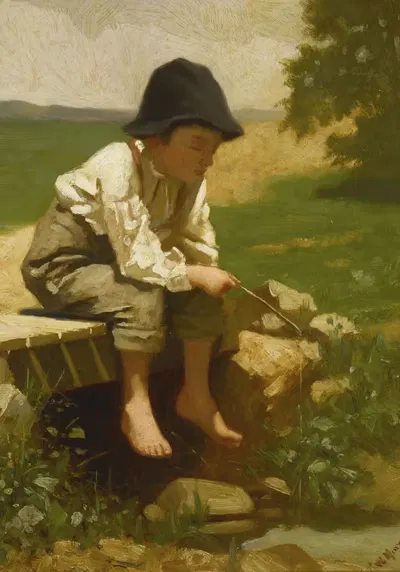 Маленький мальчик с удочкой by Уильям Пенн Морган — digital art print download
