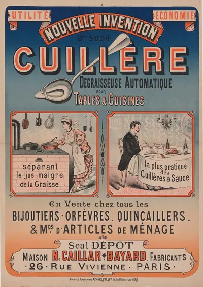Nouvelle invention, cuillère dégraisseuse automatique pour tables & cuisines by Imp. Charles Lévy, 1882-1888 — digital art…