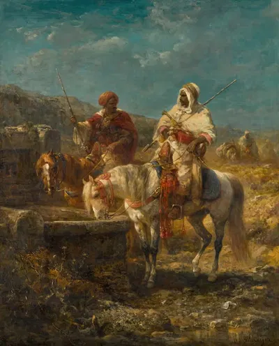 Всадники у колодца by Адольф Шрайер — digital art print download