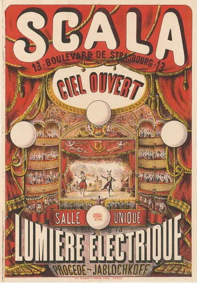 Scala… Ciel ouvert. Salle éclairée à la lumière électrique by Imp. Charles Lévy, 1879 — digital art print download