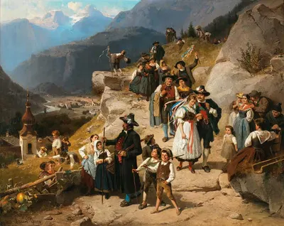 A Festive Wedding Procession by Eduard Young — digital art print download