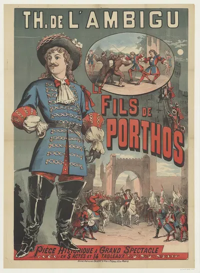 Theâtre. de l'Ambigu. Le fils de Porthos by Imp. Charles Lévy, 1886 — digital art print download
