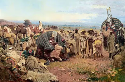 The Halt of the Caravan by Gustavo Simoni, 1885 — digital art print download