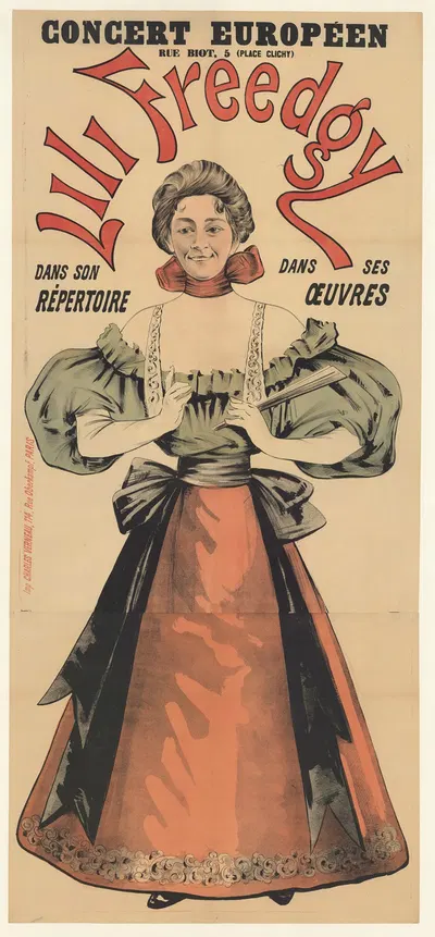 Concert Européen… Lili Freedgy dans son répertoire, dans ses oeuvres by Imp. Charles Verneau, 1895 — digital art print…