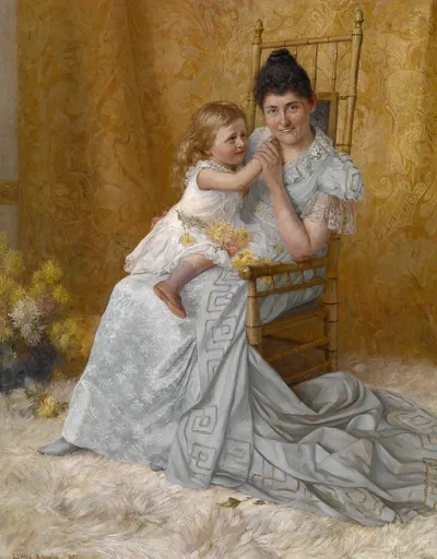 Портрет Марты Уайзор Марш и сына Джона Эдвина by Джон Оттис Адамс, 1892 — digital art print download