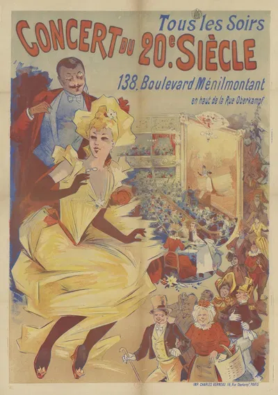 Tous les soirs, Concert du 20ème siècle. 138 boulevard ménilmontant, en haut de la rue Oberkampf by Imp. Charles Verneau,…