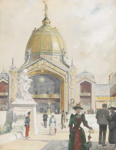 Выставка Всемирной ярмарки 1900 года на Шан-де-Марс by Морис Лелоар — digital art print download