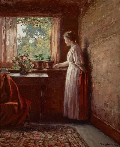 The Girl by the Window by Theodore Clement Steele, 1910 — digital art print download