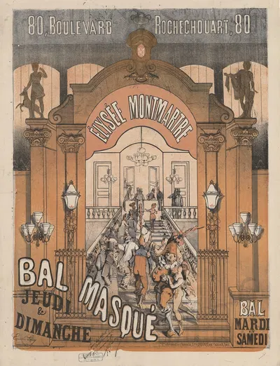 80, boulevard Rochechouart.Elysée-Montmartre. bal masqué jeudi et dimanche, bal mardi et samedi by Имп. Эмиль Леви, 1877 —…