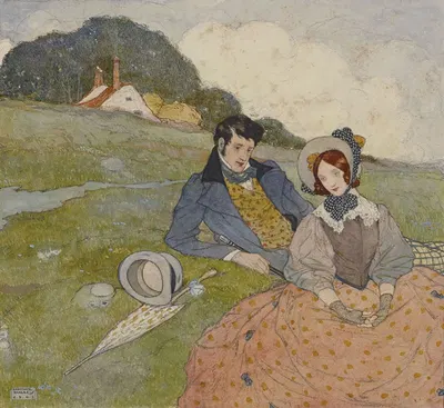 Пара, сидящая в сельском пейзаже by Эдмунд Дюлак, 1905 — digital art print download
