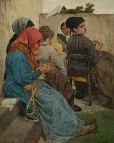 Ткачихи из соломы by Эгисто Феррони, 1868 — digital art print download