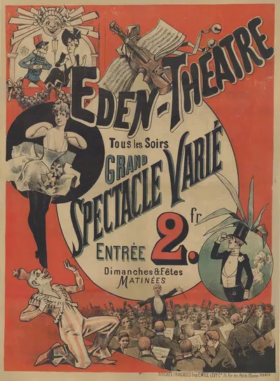 Eden-Théâtre. Tous les soirs grand spectacle varié by Имп. Эмиль Леви, 1889 — digital art print download
