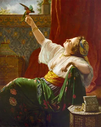 Красавица с птицей by Луи-Эмиль Пине де Граншамп — digital art print download