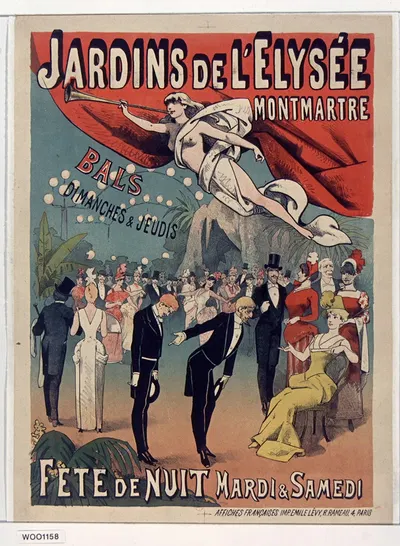 Jardins de l'Elysée Montmartre. Bal dimanche et jeudis by Имп. Эмиль Леви, 1886 — digital art print download