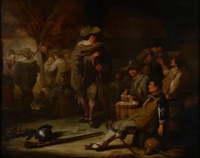 Interieur met drinkende soldaten bij kaartspel by Benjamin Gerritsz. Cuyp — digital art print download