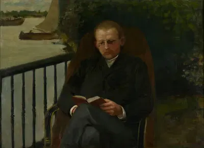Portret van een lezende man by Carel Eliza van der Sande Lacoste, 1891 — digital art print download