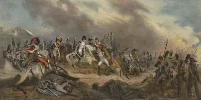 Наполеон с его шляпой, едущий по полю битвы by Денис Огюст Мари Раффе, 1829 — digital art print download