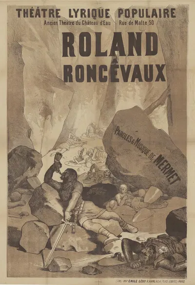 Théâtre Lyrique Populaire, ancien théâtre du Château d'eau. Roland Roncêvaux by Имп. Эмиль Леви, 1885 — digital art print…