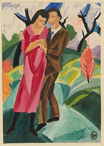 Пара на улице by Герман Лисманн, 1920 — digital art print download