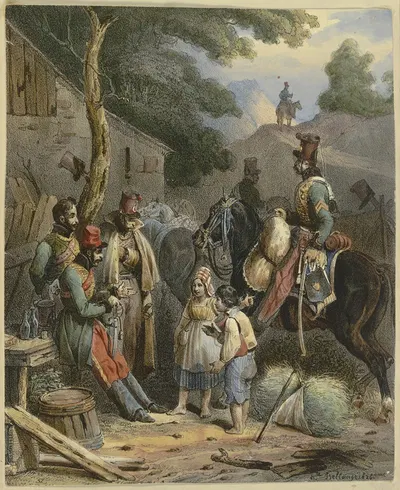 Бивуак by Ипполит Белланж, 1828 — digital art print download