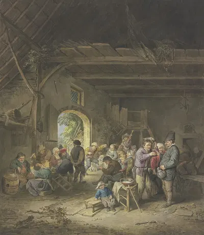 Пьяные крестьяне в амбаре by Якобус Буйс, 1778 — digital art print download