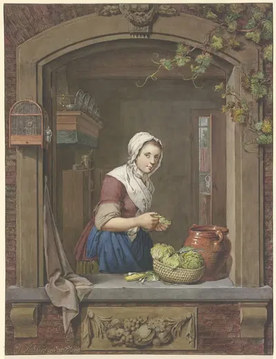 Kitchen girl by Jacobus Johannes Lauwers, 1789 — digital art print download