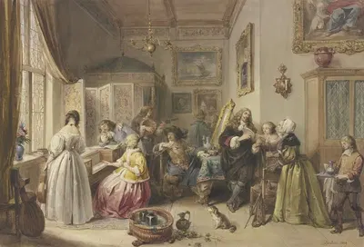 Герхард Терборг в гостях у своей племянницы by Жан-Батист Маду, 1839 — digital art print download