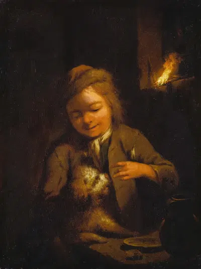 Мальчик дразнит собаку by Иоганн Конрад Зикац, 1760 — digital art print download