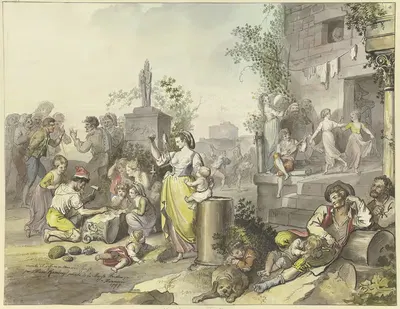 Развлечения в Трастевере by Иоганн Генрих Рамберг, 1797 — digital art print download