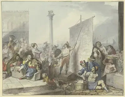 Банкельзангеры на Пьяцетте в Венеции by Иоганн Генрих Рамберг, 1797 — digital art print download