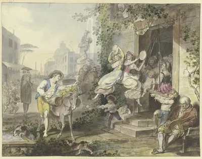Популярные развлечения в Риме by Иоганн Генрих Рамберг, 1797 — digital art print download