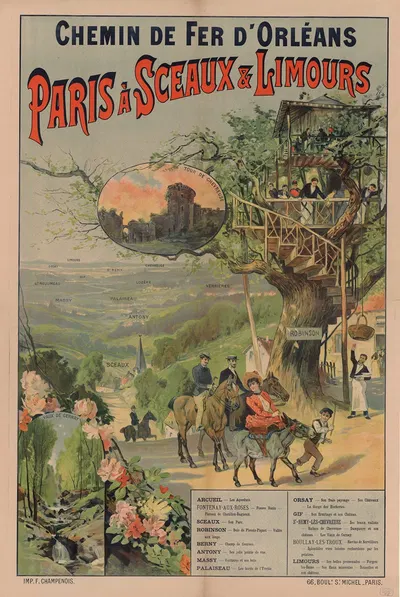 Chemin de Fer d'Orléans. Paris à Sceaux & Limours. Tour de Chevreuse, Robinson, Vaux de Cernay by Имп. Ф. Шампеноа, 1892 —…
