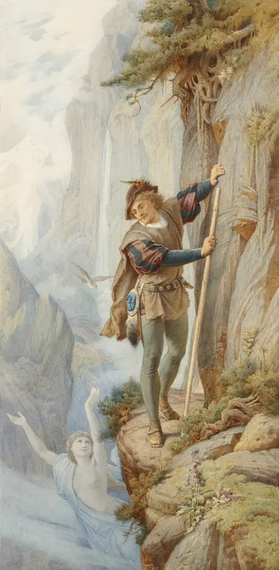 Иллюстрация к горной песне Шиллера (левая часть) by Леопольд Боде, 1881 — digital art print download