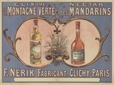 Elixir de la montagne verte. Nectar des mandarins. F. Nérik, fabricant Clichy – Paris by Имп. Ф. Шампеноа, 1891 — digital…