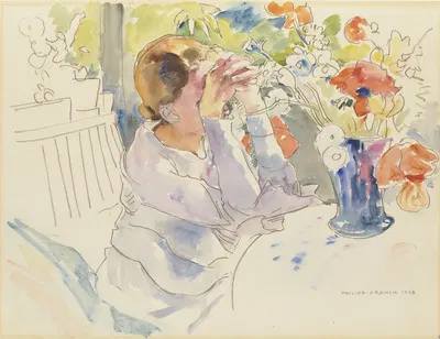 Woman with a flower bouquet by Philipp Franck, 1927 — digital art print download