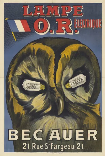 Lampe O.R. électrique Bec Auer by Имп. Ф. Шампеноа, 1913 — digital art print download
