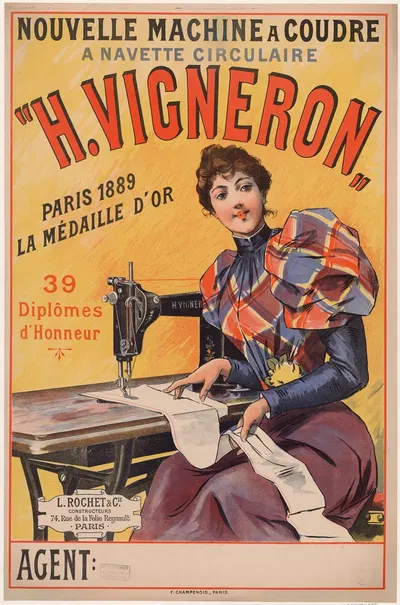 Nouvelle machine à coudre à navette circulaire 'H. Vigneron' by Имп. Ф. Шампеноа, 1893 — digital art print download