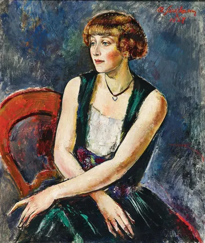 Сидящая дама с головой пажика (Лисл Шёллер) by Антон Файстауэр, 1927 — digital art print download