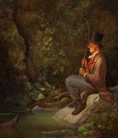 Рыбак у лесного ручья by Карл Спицвег, 1844 — digital art print download