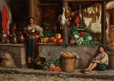 Рынок овощей by Франц Мертс, 1874 — digital art print download