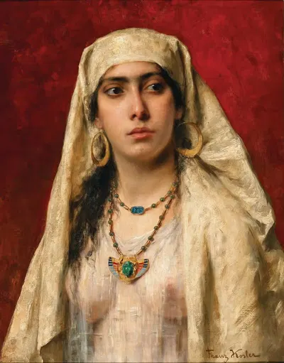 Аюша, восточная женщина с ожерельем из скарабеев by Франц Ксавер Кослер — digital art print download