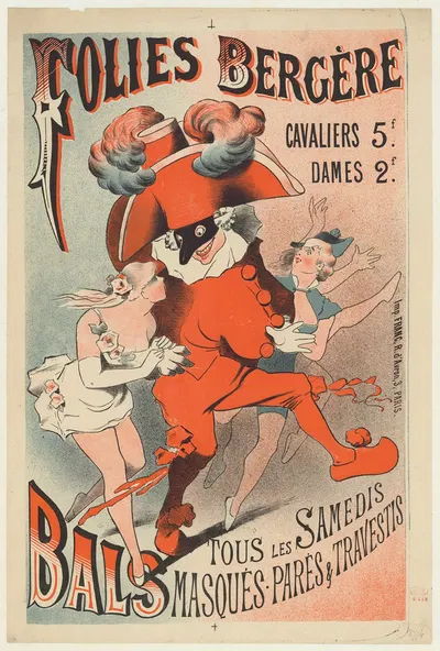 Folies-Bergère… tous les samedis, bals masqués, parés et travestis by Imp. Franc, 1881 — digital art print download