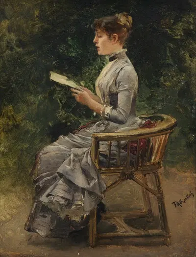 Дама с книгой в саду by Фридрих Август фон Каульбах, 1900 — digital art print download
