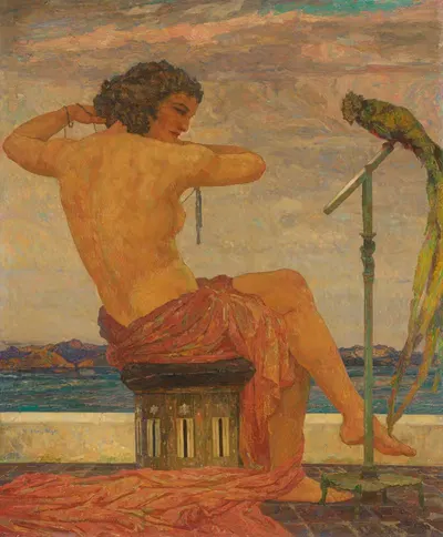 Ню с райской птицей by Ханс Унгер — digital art print download