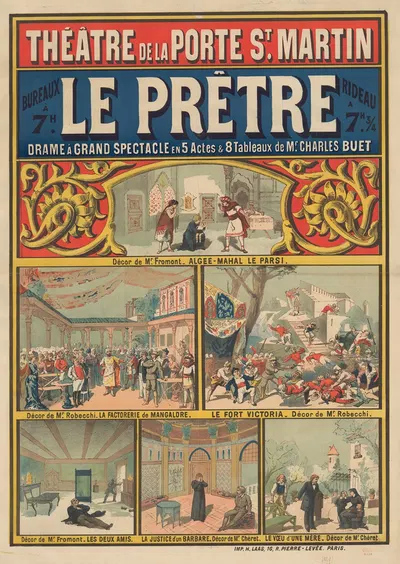 Théâtre de la Porte St Martin… Le Prêtre by Imp. H. Laas, 1888 — digital art print download